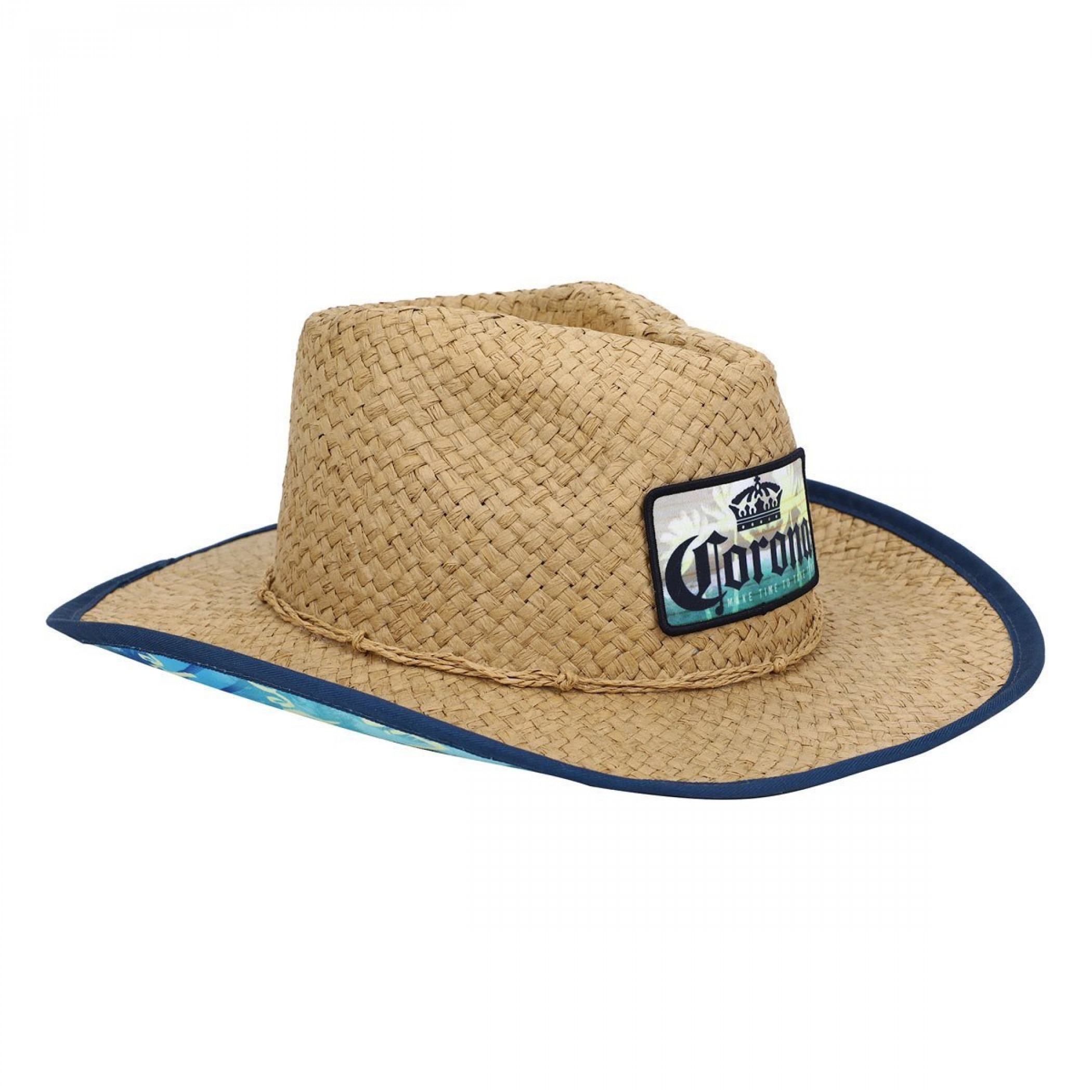 Corona Extra Logo Patch Straw Hat with Printed Underbrim